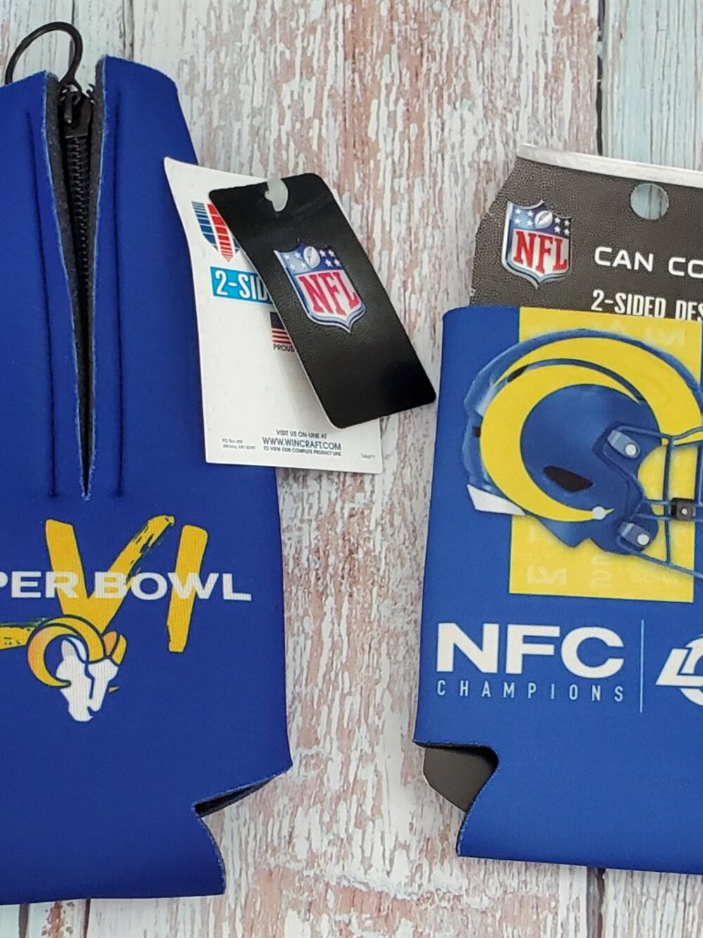 Los Angeles Rams NFL 2-Sided Koozie & Bottle Sleeve LVI Superbowl NFC Champs